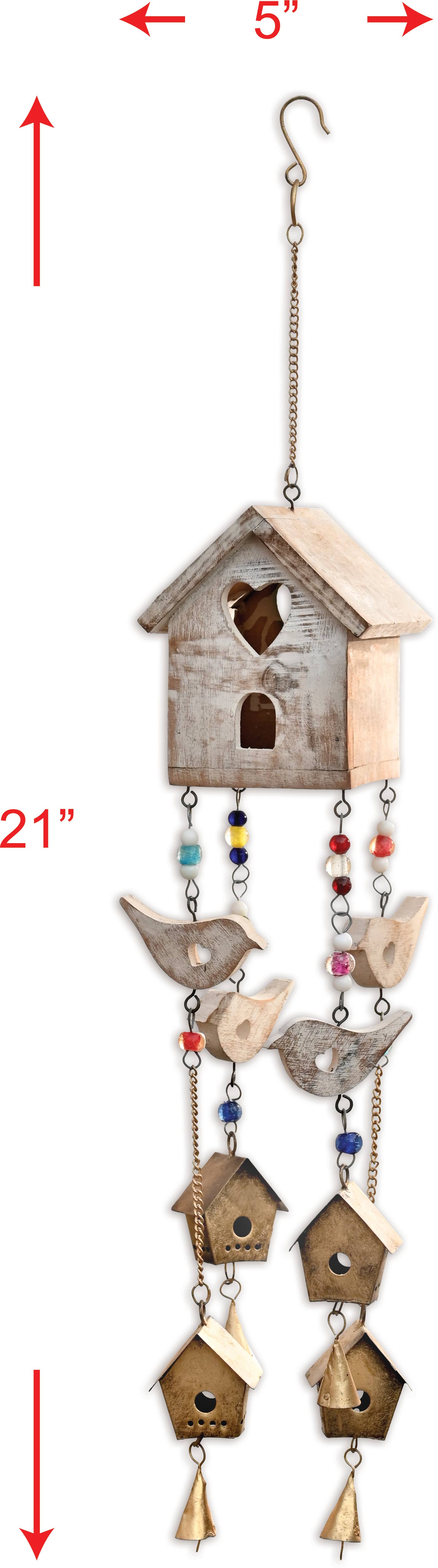 Sunset Vista Designs - Vendita all'ingrosso Campanelle a vento - Casetta per uccelli bianca con uccello e - 953461