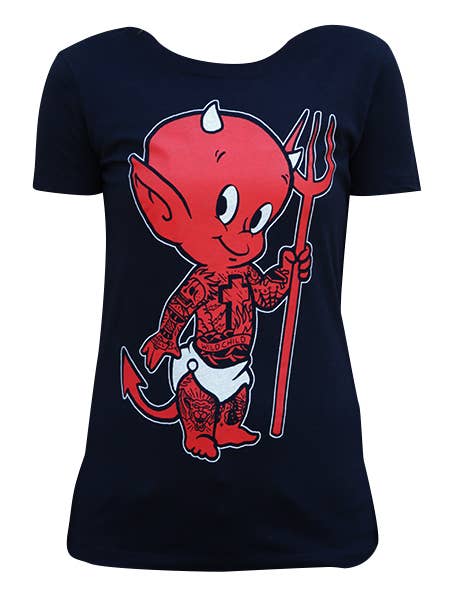 Black Lil Devil - Women's Loose Neck Graphic T-Shirt for wholesale on Faire1