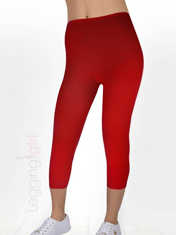 Solid Red Capris for wholesale by LeggingGirl.com