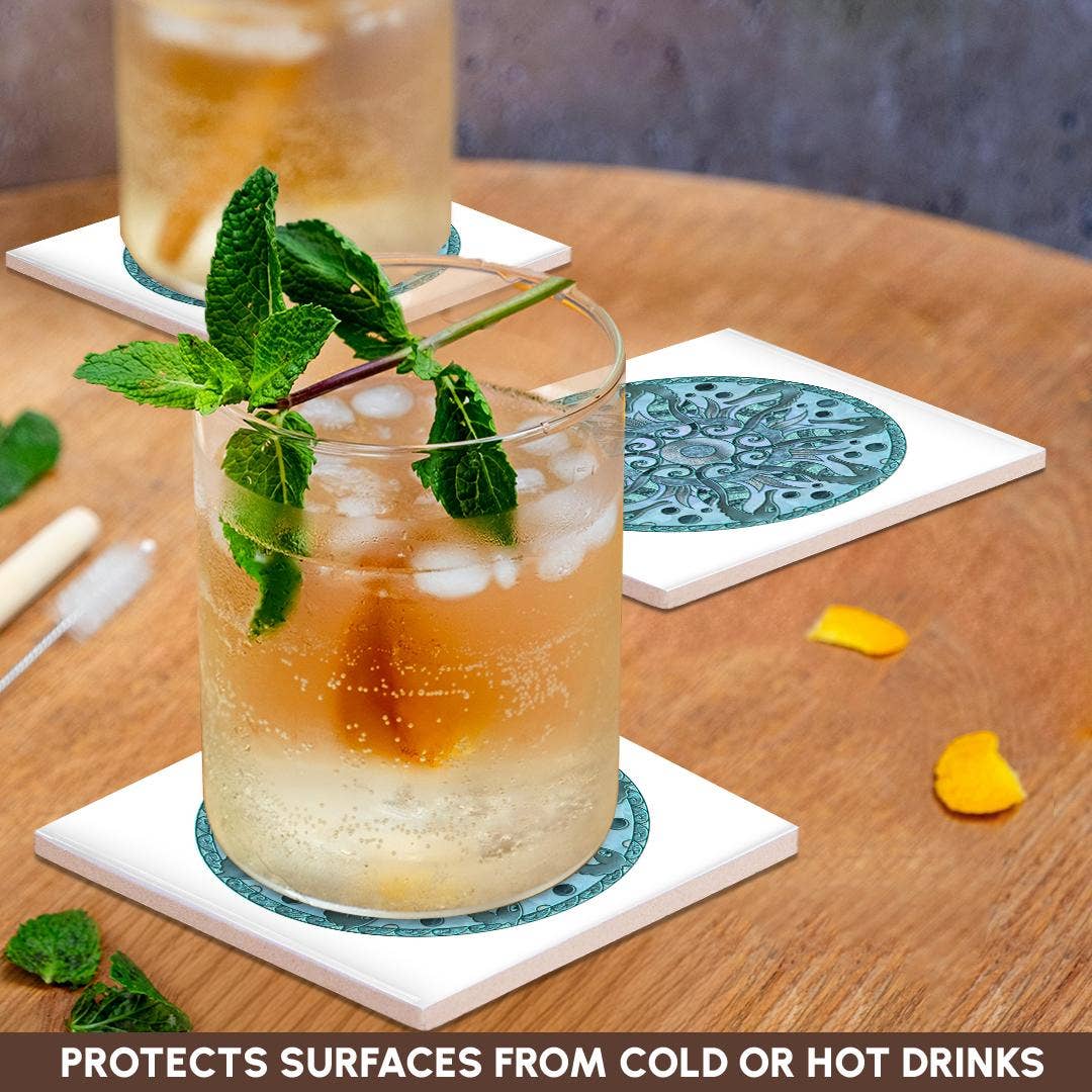 3dRose - Wholesale Coasters - 3dRose, Glamorous Sea Horse Mandala In Shades Of Blue, Coaster2