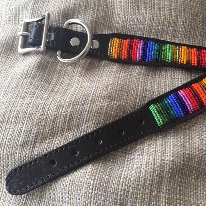 Her Best Foot Forward - Wholesale Pet Collar - Cat/Dog - Ethan Almighty Beaded Dog Collar - Handmade Maasai Ethical Pet Accessory from East Africa3