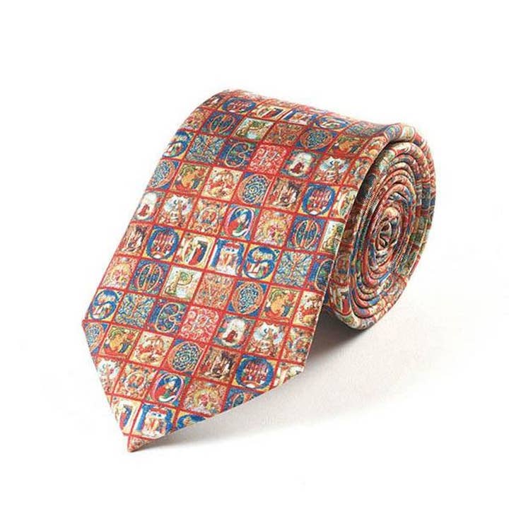 Fox & Chave - Wholesale Necktie - Men's - Medieval Alphabet Silk Tie
