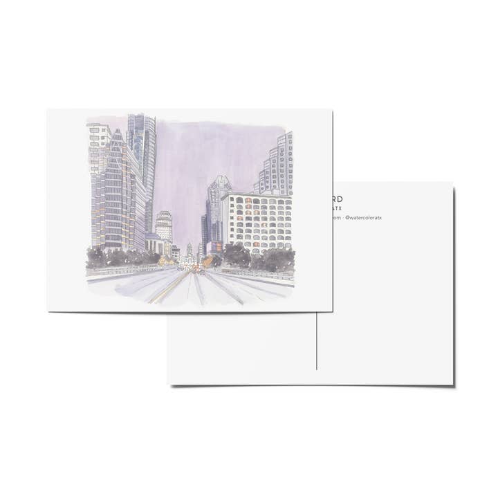 Congress Ave Night Ansichtkaart voor wholesale door watercoloratx