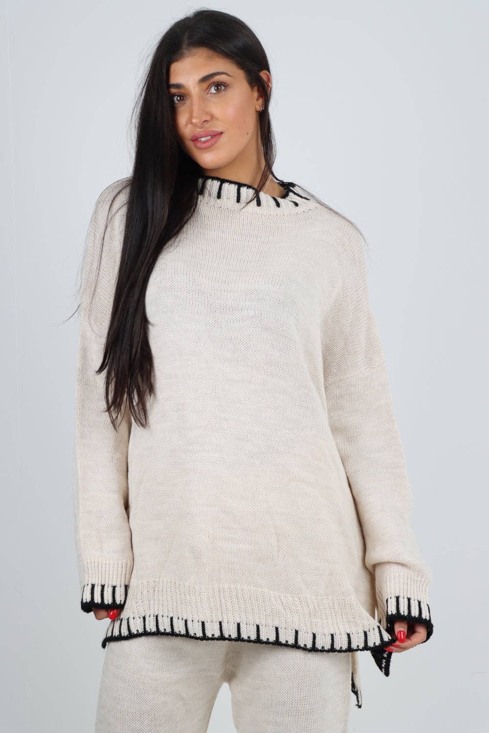 Miss Bold – Engroshandel Loungesæt - Dame – Italienske oversize strikkede sæt i matchende design1