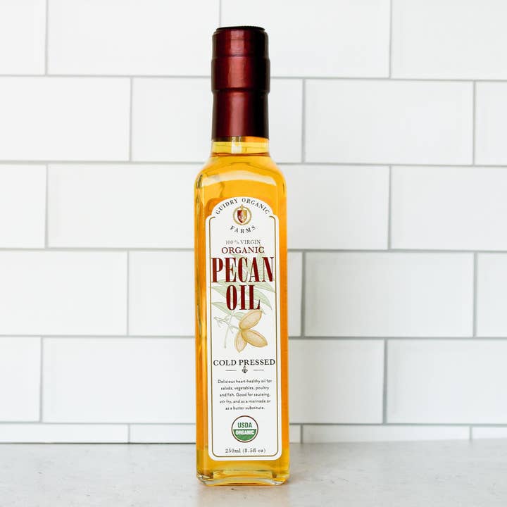 Pecan Oil 250ml - USDA Organic Certified & Heart Healthy Oil for wholesale by Guidry Organic Farms