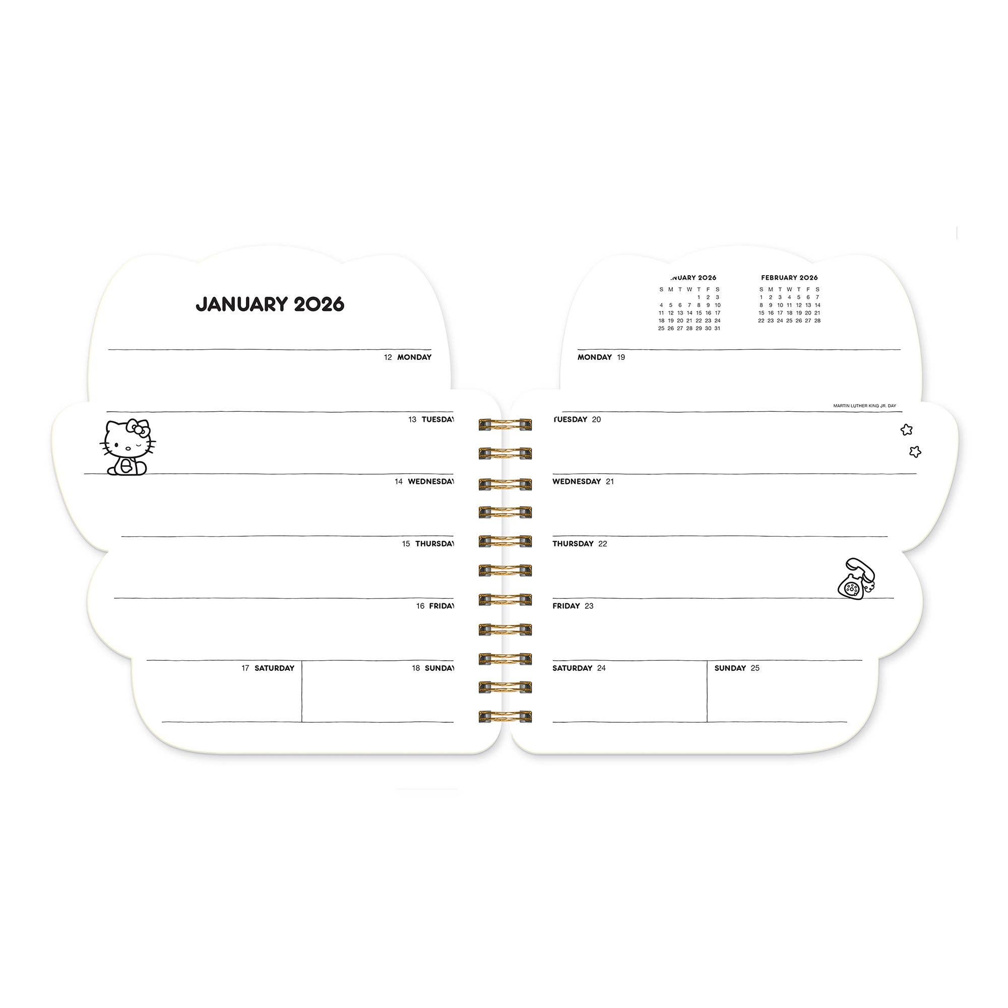 Studio Oh! - Wholesale Planner - 2026 Hello Kitty Playful Pink Die-Cut Weekly Planner5