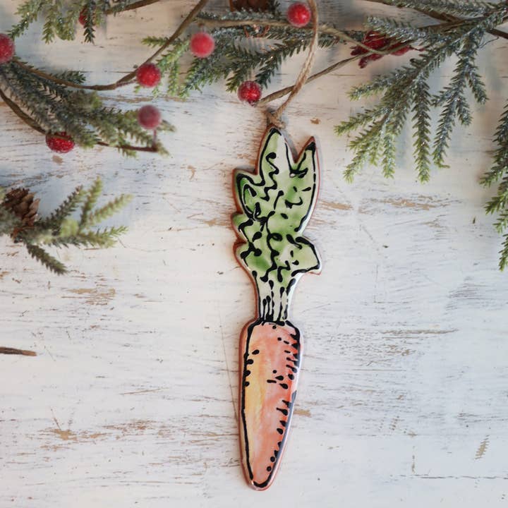 Holiday Ornament - Carrot for wholesale by Gravesco Pottery