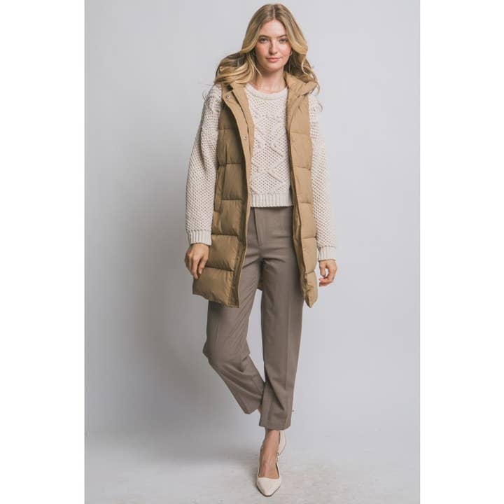 Paperdoll – wholesale Väst - Dam – Lång vadderad väst med huva8