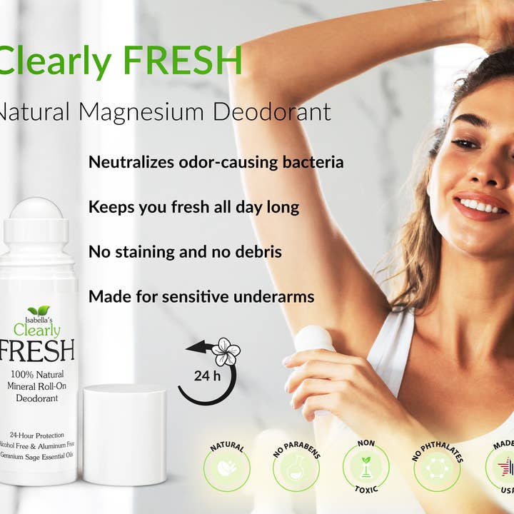 Isabella's Clearly - Wholesale Deodorant - Unisex - FRESH, Unisex Magnesium Roll On Deodorant (Geranium Sage)2