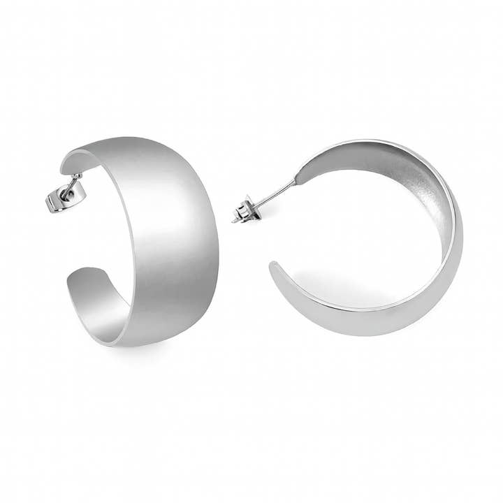 Betty James - Wholesale Hoop Earrings - Wide Chunk Stainless Steel Hoops3