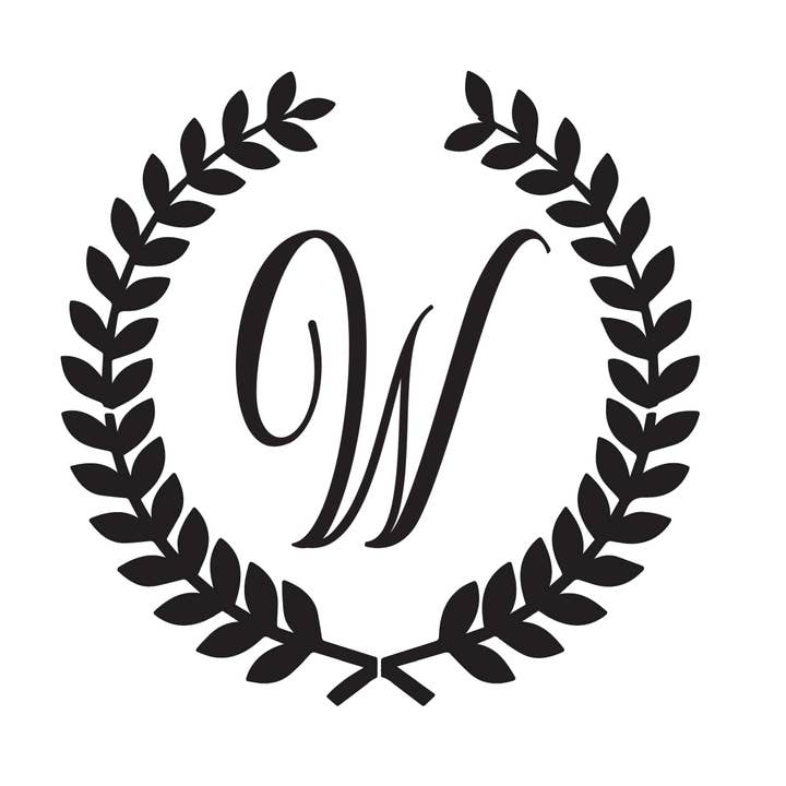 Laurel Leaf-Script W- 10 Mil Mylar Reusable Stencil for wholesale by GoStencil