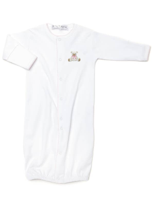 Pink Teddy Bear Pima Converter Gown | White/Lt Pink for wholesale by Milly Marie Pima