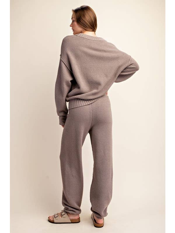 Sunday Morning - Wholesale Lounge Set - Women's - SET270037 SOFT KNIT OVERSIZED CARDI SWEATER SET18