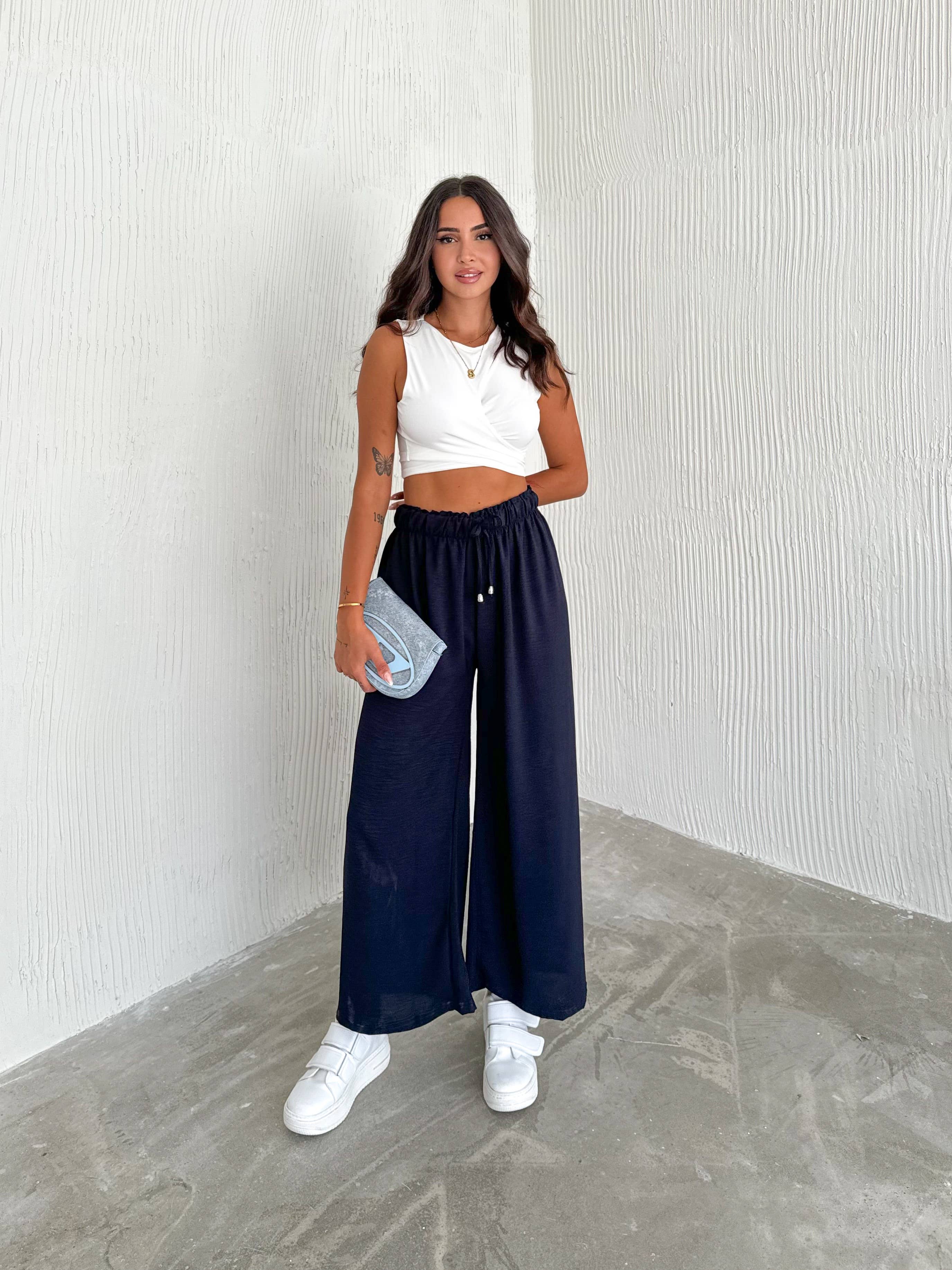 VAV NEW YORK - Wholesale Pants - Women's - Women's Solid Color Palazzo Pants Wide Leg Elastic32