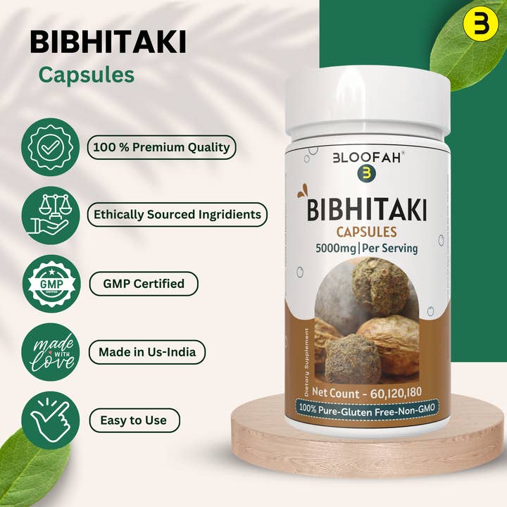 Bloofah - Wholesale Voedingssupplement/vitamine - Bloofah Bibhitaki Capsules 500mg | 100% Natuurlijk Bibhitaki (Terminalia bellirica) Vruchtenpoeder Extract 10:1 Per Portie 5000mg | Glutenvrije & Non-GMO Formule voor Algehele Gezondheid en Welzijn