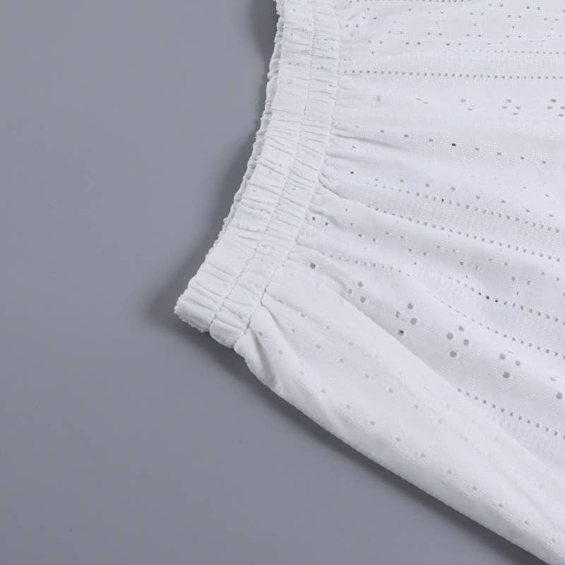 Rosa Clothing - Wholesale Lounge Set - Women's - Eyelet basic long sleeve overfit loose tee lounge shorts set24