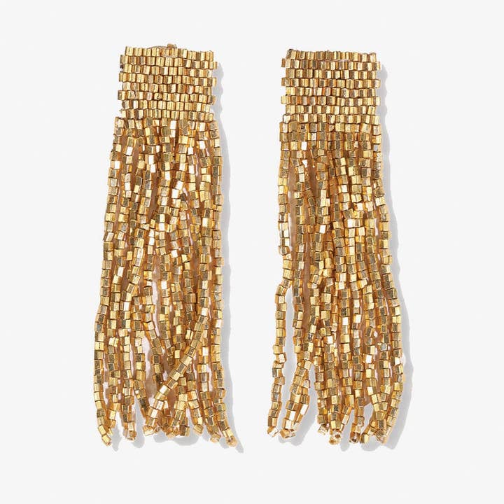 INK + ALLOY - Wholesale Tassel Earrings - Marilyn Solid Beaded Fringe Earring Gold Wholesale0