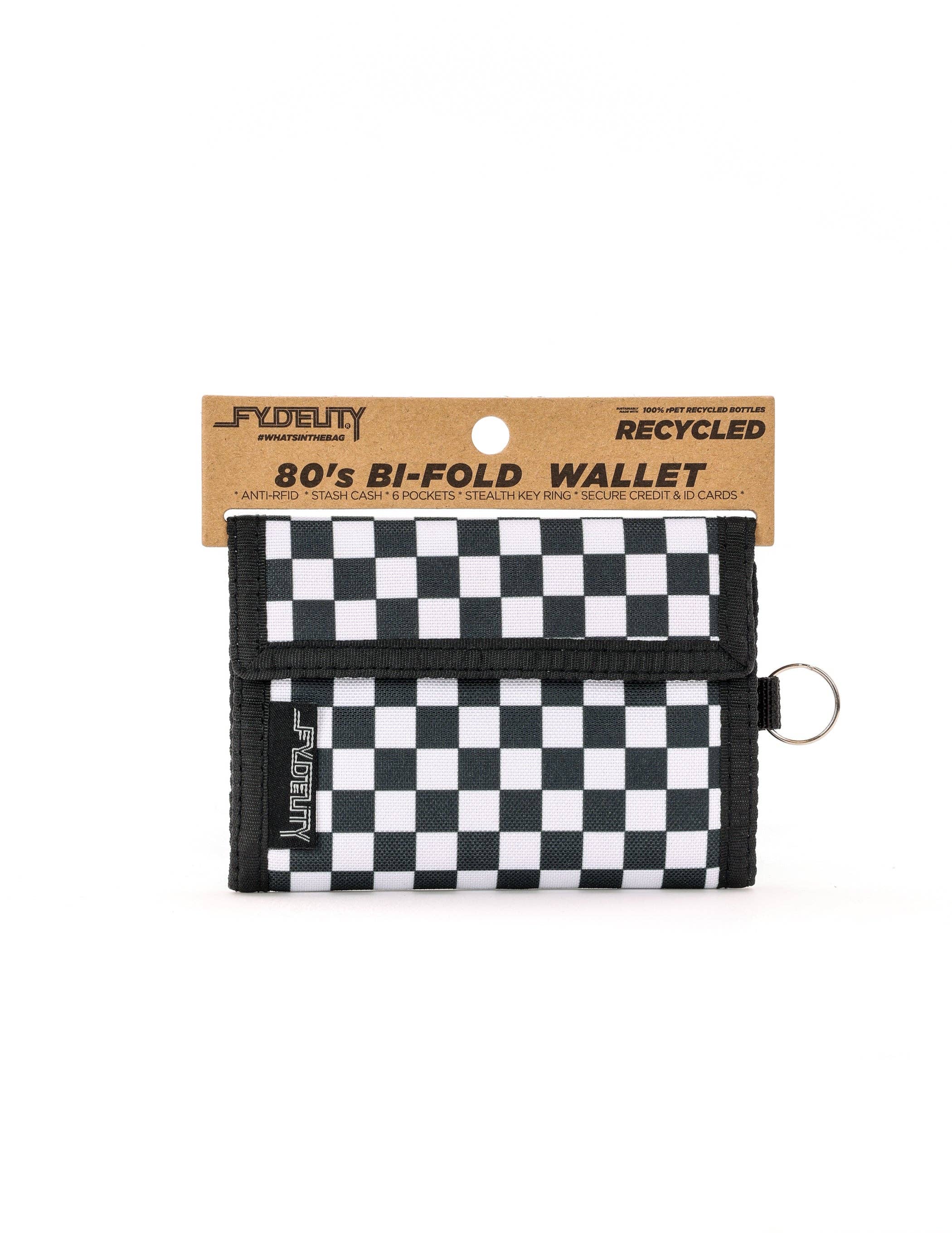 Fydelity - Wholesale Wallet - Unisex - 80701: 80's Wallet | RFID Blocking | Recycled RPET | Checkered Indy1