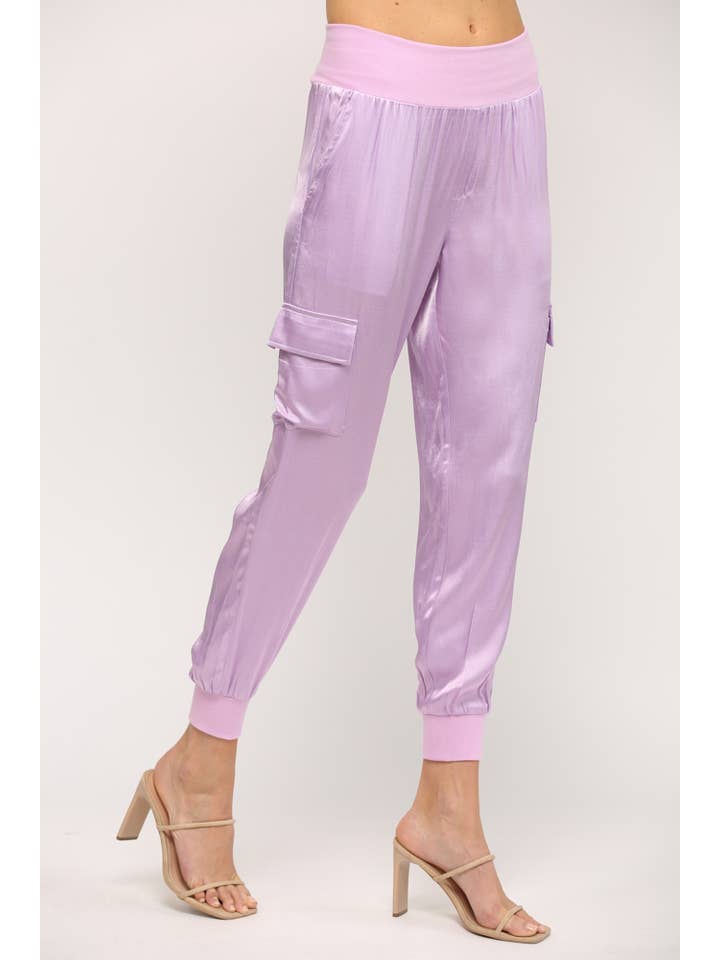 FATE - Vente Pantalon – femme - Pantalon jogger cargo en satin FP317625
