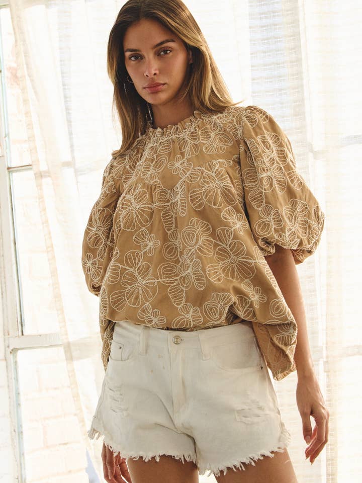 Blusa babydoll bordada por atacado de Oddi