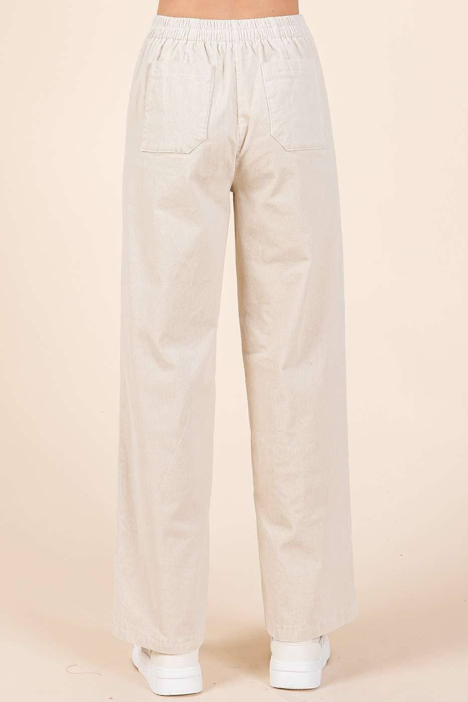 mittoshop – Calças - Mulher por atacado – Calças de veludo cotelê de perna semi larga com cós elástico22