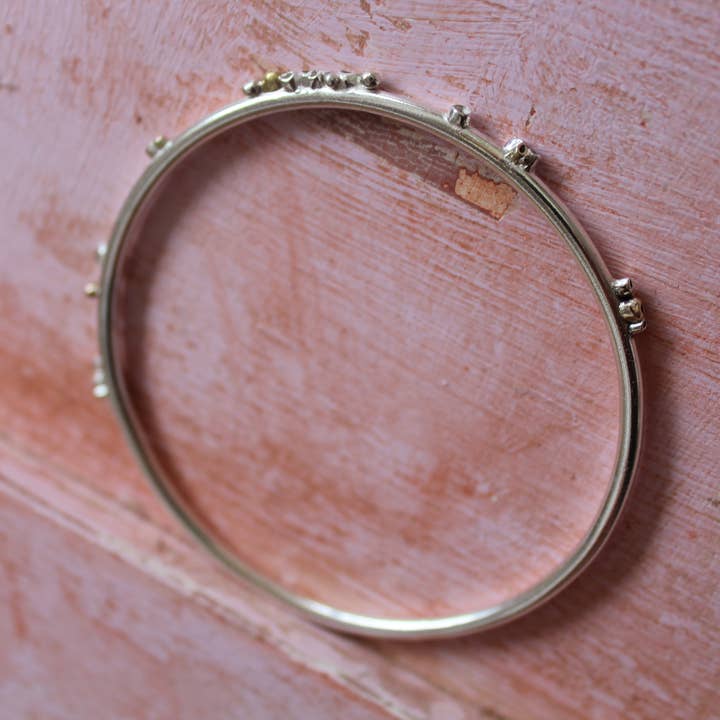 Silver Sapling – wholesale Bangle bracelet – SILVER & 9ct GOLD BARNACLE BANGLE. MADE IN CORNWALL UK
