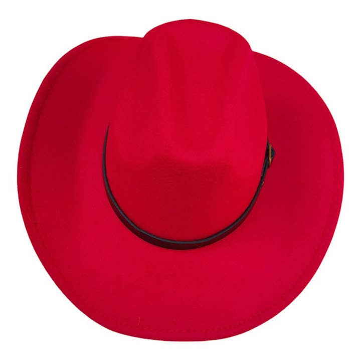 Madeline Love - Wholesale Cowboy Hat - Women's - Faux Leather Belt Pointed Western Cowboy Fedora Hat7