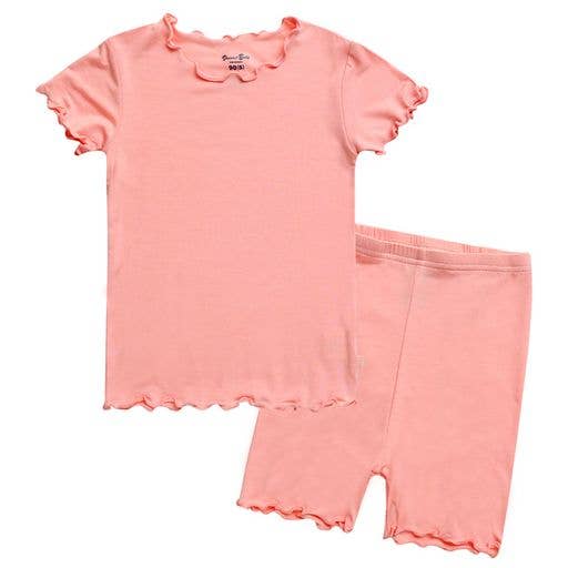 Shirring Peach Rose Short sleeve Viscose Pajama for wholesale on Faire