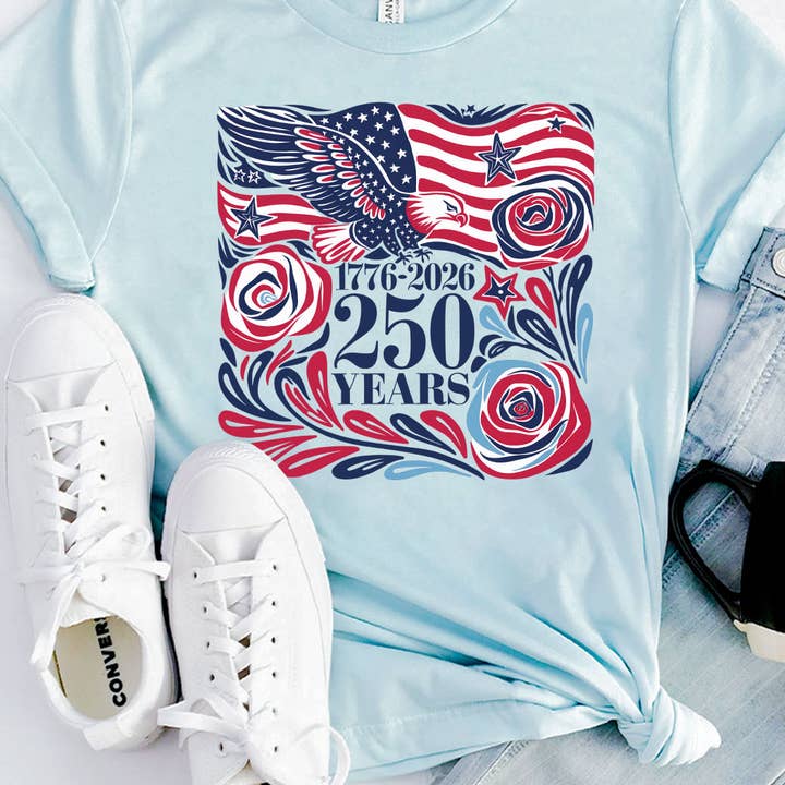 1776-2026 250 Years American Abstract Graphic Tee for wholesale by Kissed Apparel