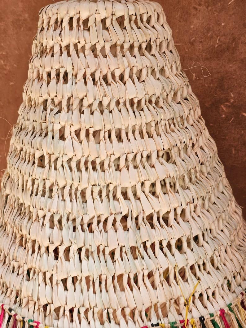 Melecraft - Venta al por mayor Lámpara de araña y colgante - Lámpara colgante marroquí de paja con flecos multicolores5