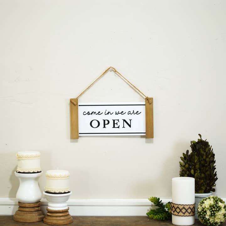 VIP Home & Garden - Wholesale Sign - VIP Metal White Reversible Open Closed Hanging Sign2