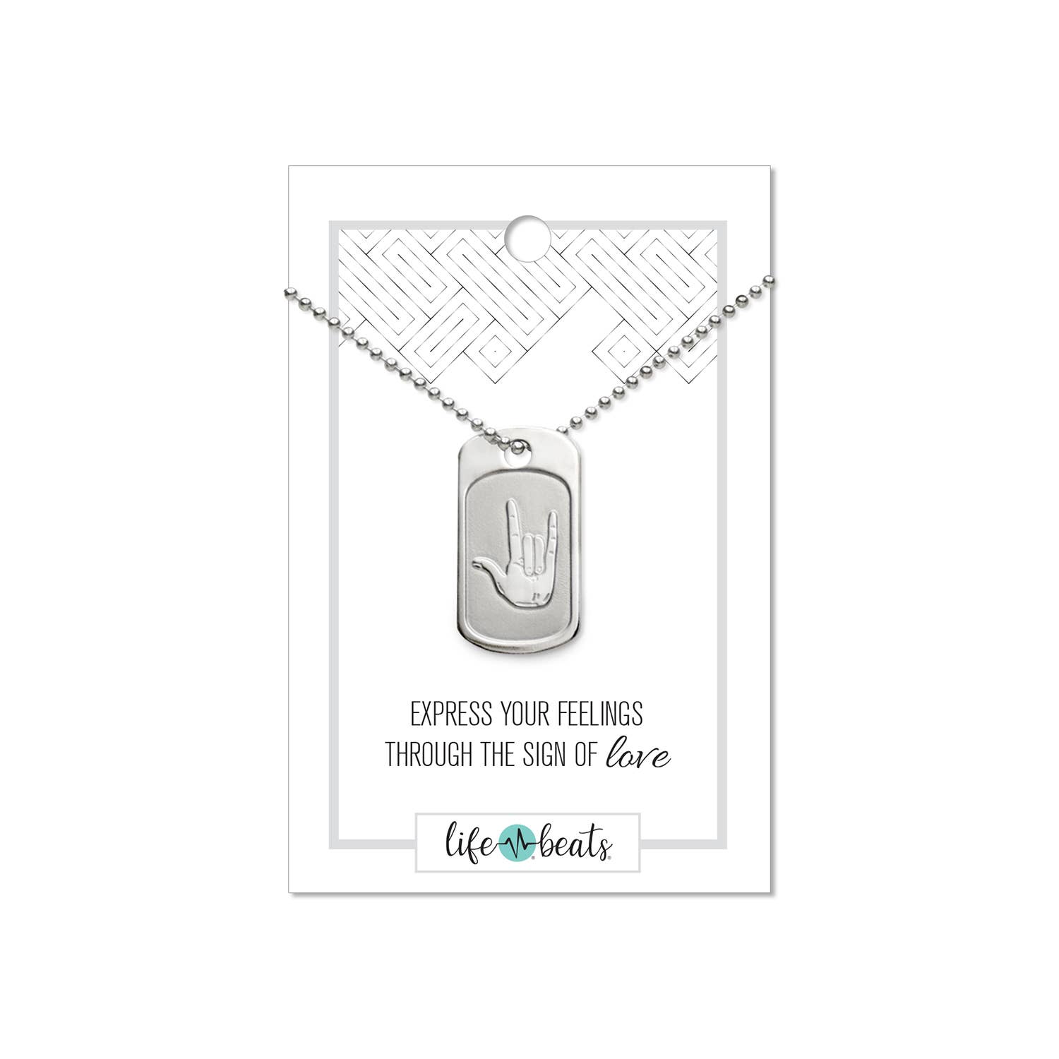 Lifebeats Gifts – wholesale Hänge-/berlockhalsband – Jag älskar dig teckenspråk hund tagg3