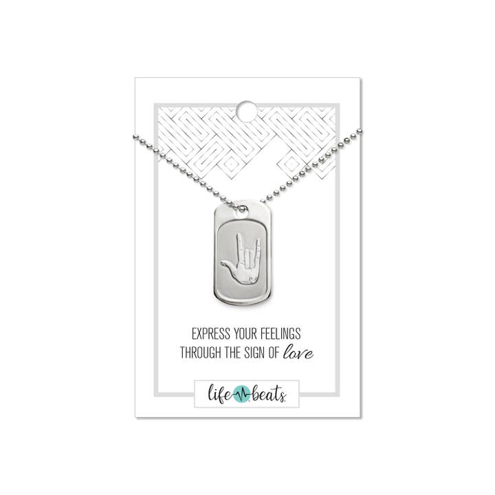 Lifebeats Gifts – wholesale Hänge-/berlockhalsband – Jag älskar dig teckenspråk hund tagg3