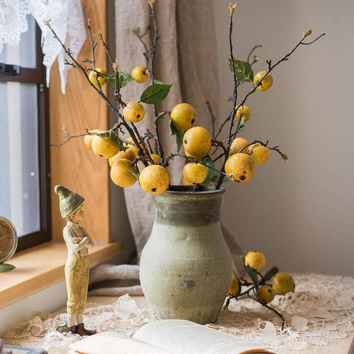 Rustic Reach - Wholesale Artificial Plant - Artificial Fruit Yellow Apple Pear Stem 27" Tall