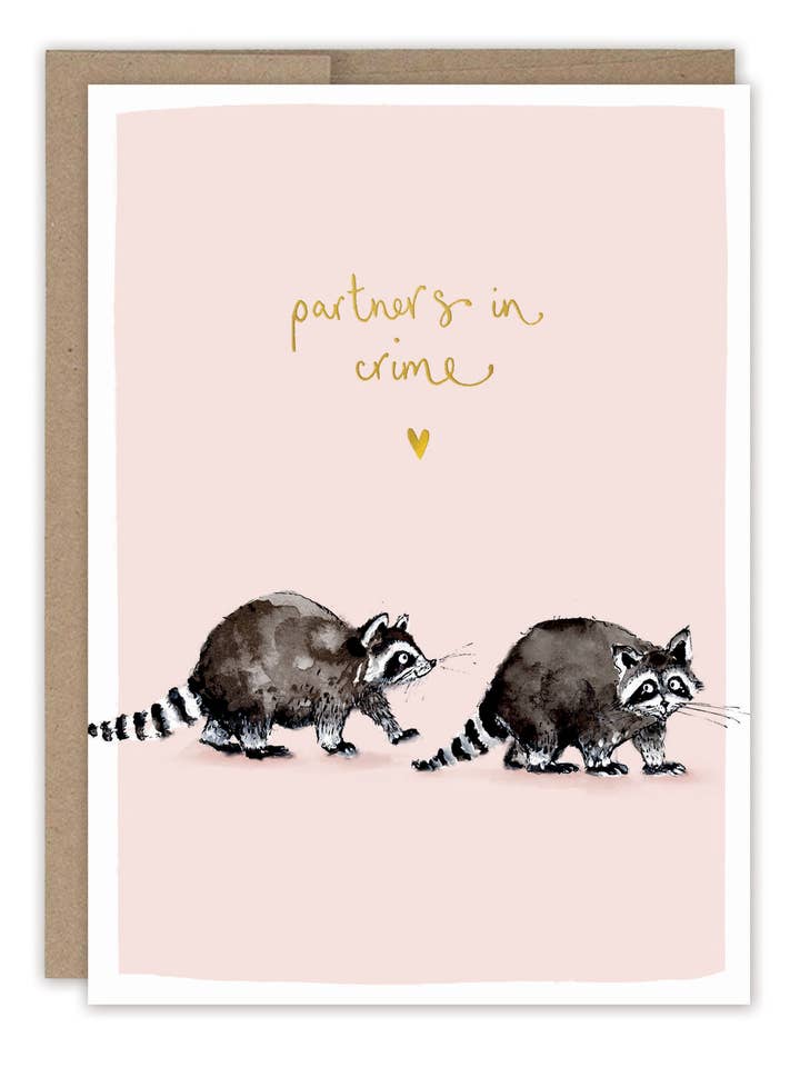 Raccoons Partners In Crime Love Card for wholesale by Biely & Shoaf