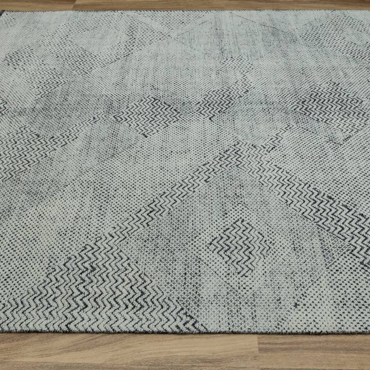 Aesthetic Homes LLC – wholesale Matta – 8x10 Marockansk Mat Grå Svart Ull Plysch Modern 90095