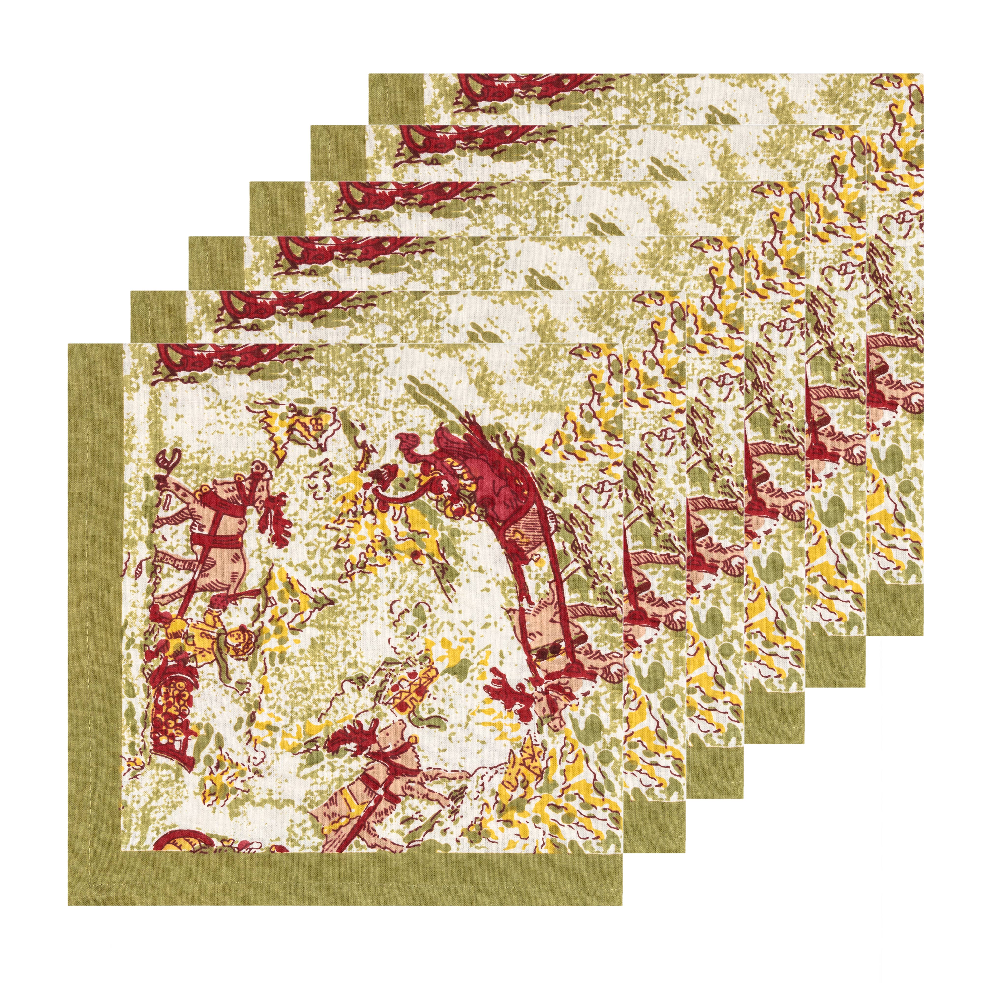Couleur Nature - Wholesale Dinner & Cloth Napkin - Renne Reindeer Red & Green Napkins - Set of 63