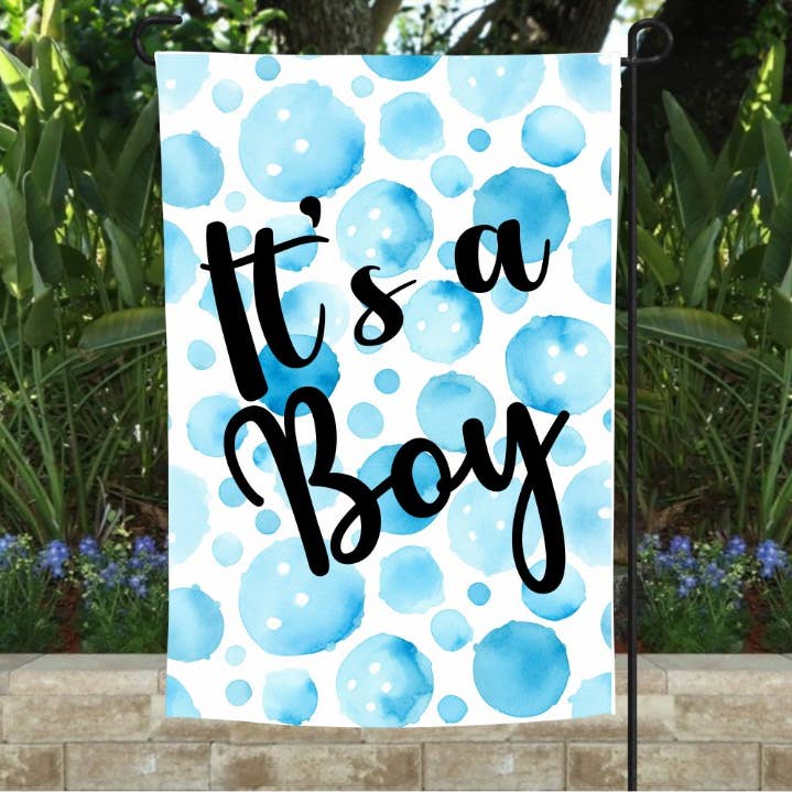 It's A Boy Polka Dots Garden Flag for wholesale by Goforth Creations