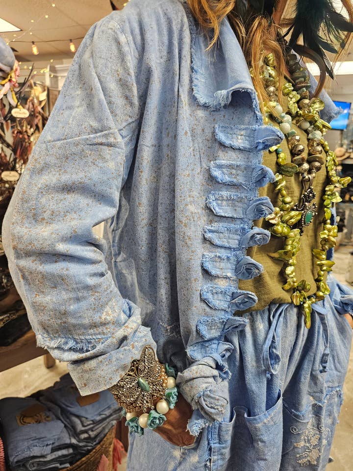 A Rare Bird Shop - Wholesale Pants - Women's - Blue Cross Stitch Genie Pant