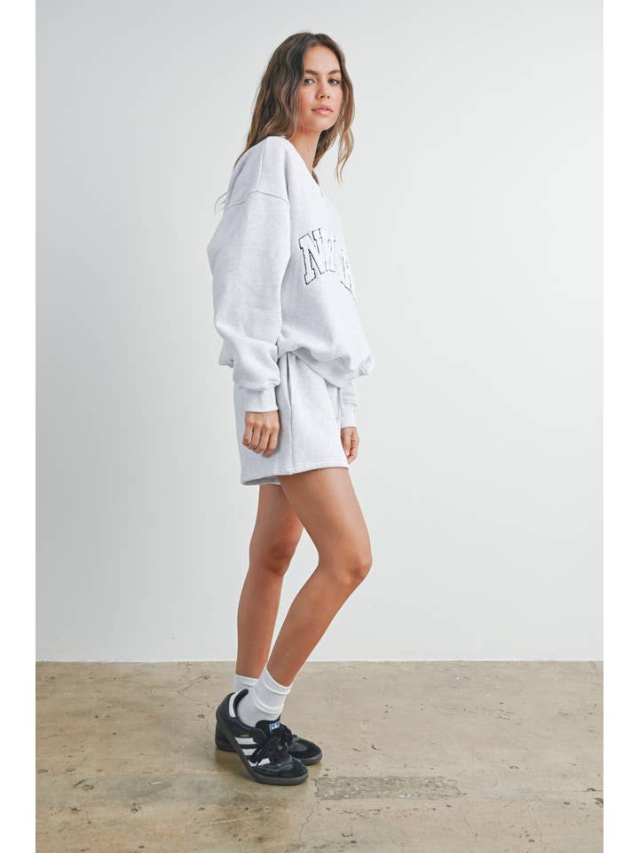 BUTTERMELON - Wholesale Lounge Shorts - Women's - New York Embroidered Sweat Shorts - BMP7446 20