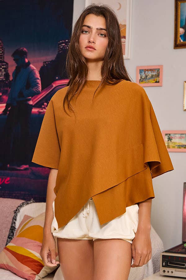 Ivory IT2115 Asymmetric & Crossover Hemline Poncho Top for wholesale on Faire18