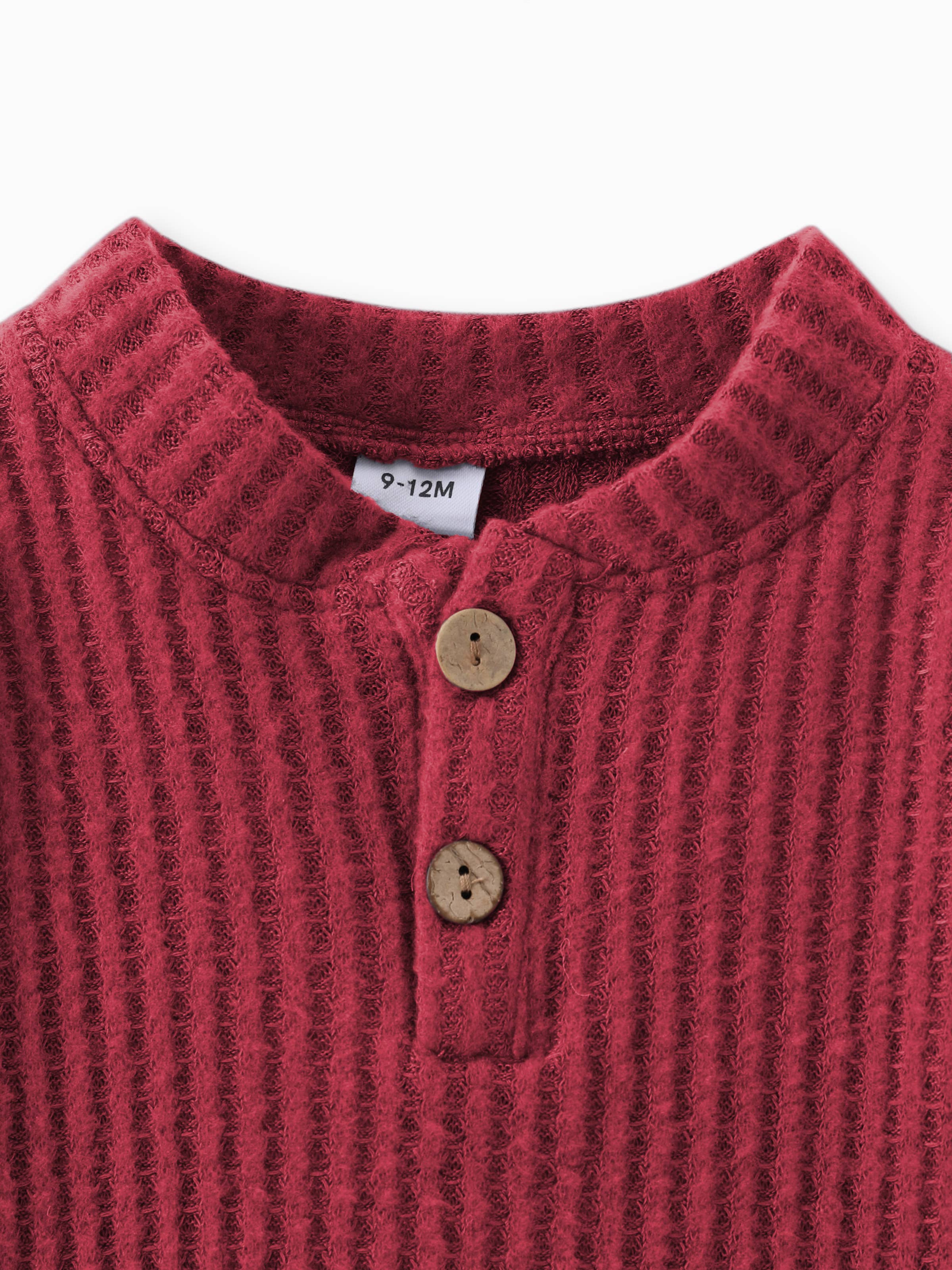 PatPat - Wholesale Clothing Set - Baby - 2pcs Solid Waffle Long-sleeve Baby Set9