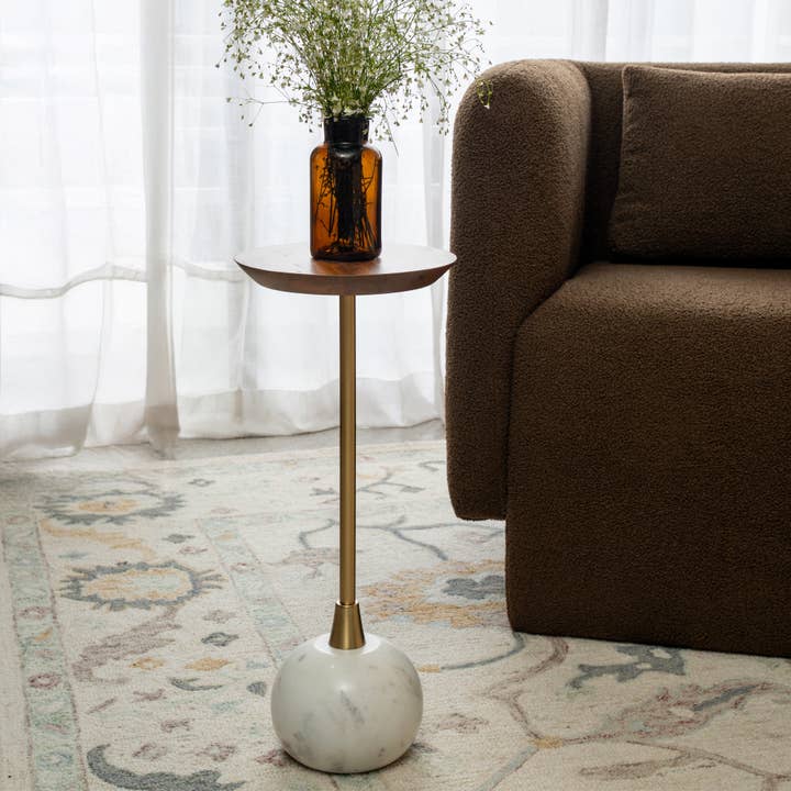 LR Home - Wholesale Side Table - Modern Mango Wood and Marble Accent Drink Table5