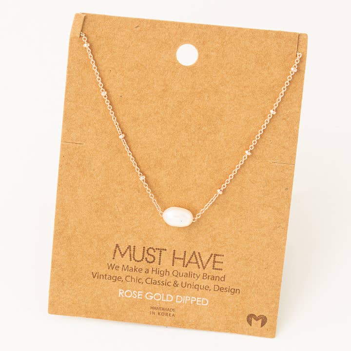 Fame Accessories - Wholesale Pendant/Charm Necklace - Gold Dipped Pearl Pendant Necklace