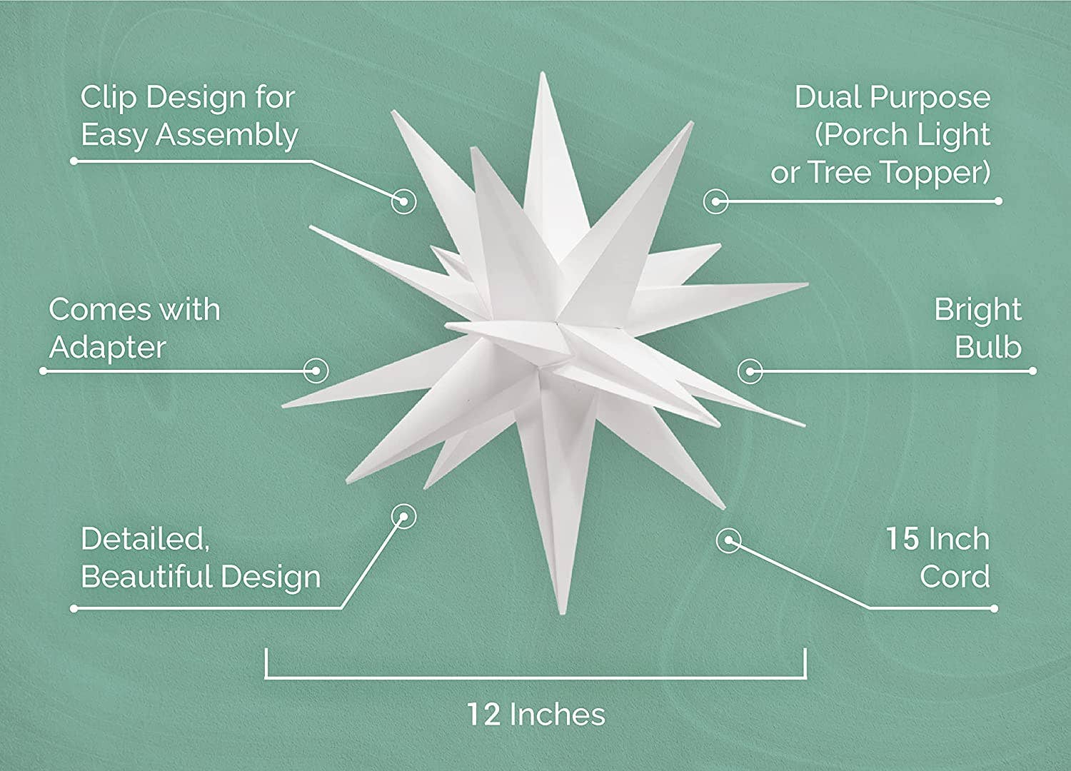Elf Logic - Vendita all'ingrosso Puntali per albero di Natale - Topper per albero a stella morava da 30,5 cm, modello 2020, nessun montaggio richiesto. Bellissimo topper per albero di Natale con stelle di Natale illuminate in 3D (pieghevole da 30,5 cm, LED)1
