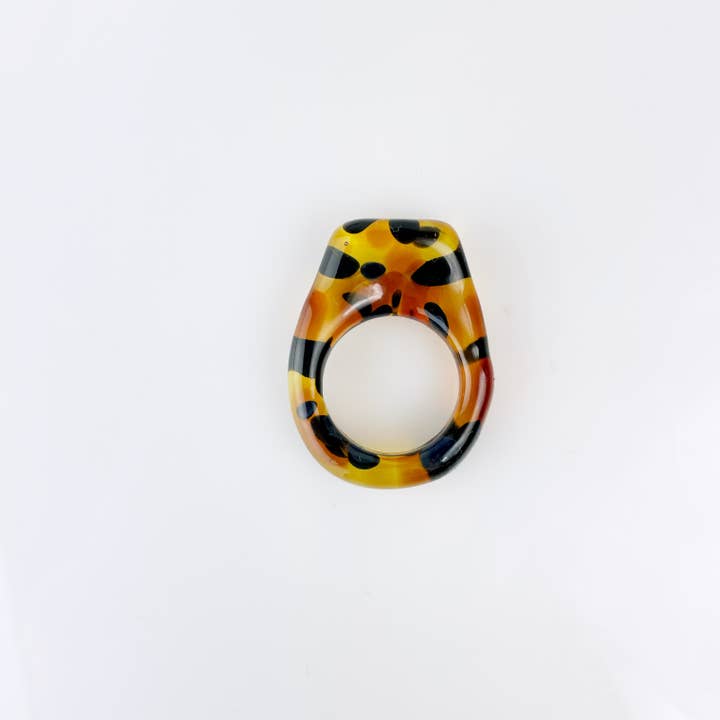 Ultra Lit by SaraBeth Post Eskuche - Wholesale Cocktail/Statement Ring - Glass Tortoise Shell Ring2