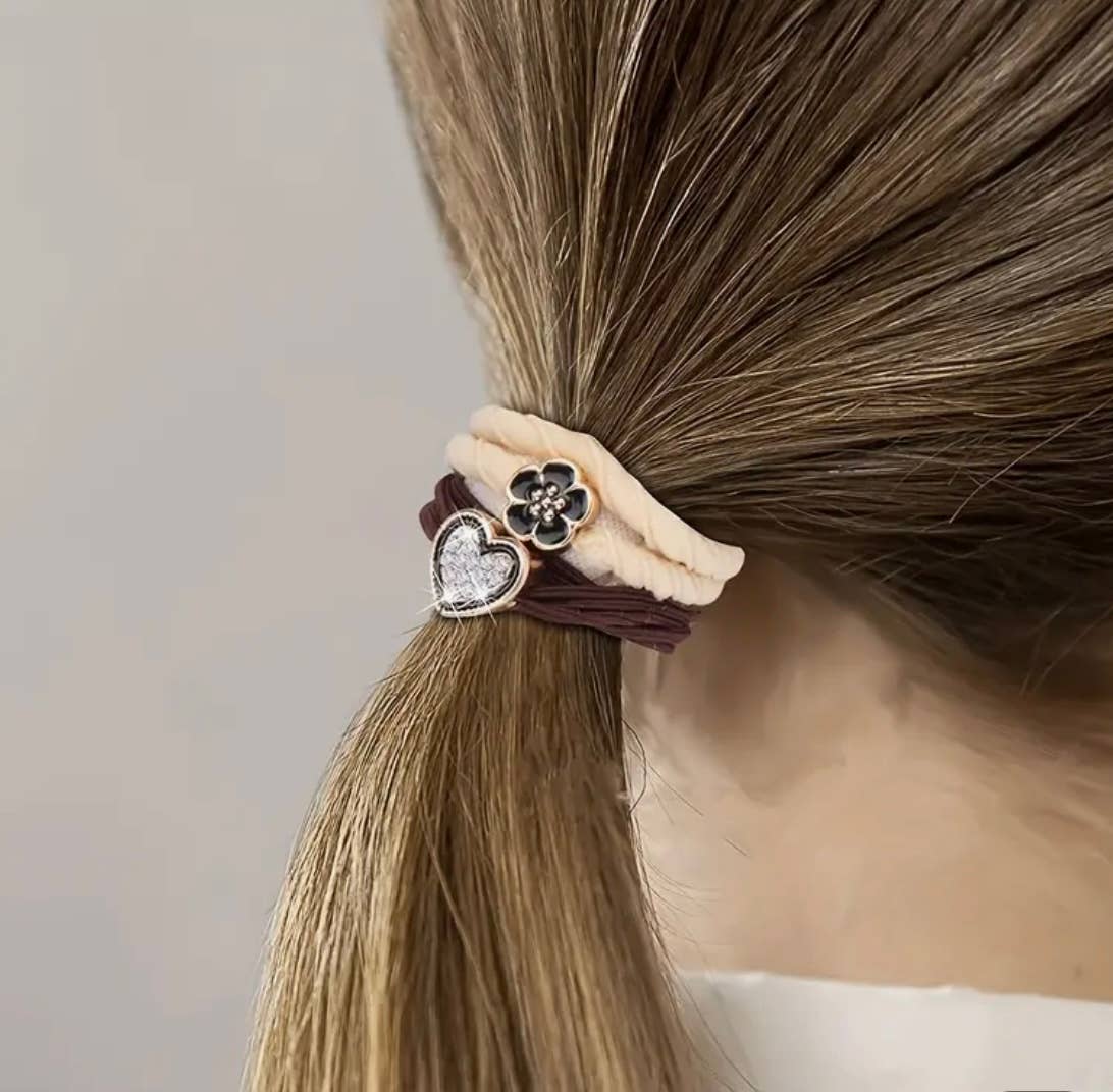 eastern ave studio - Wholesale Hair Tie - Charm Hair Ties on Kraft Card | Brown & Black2