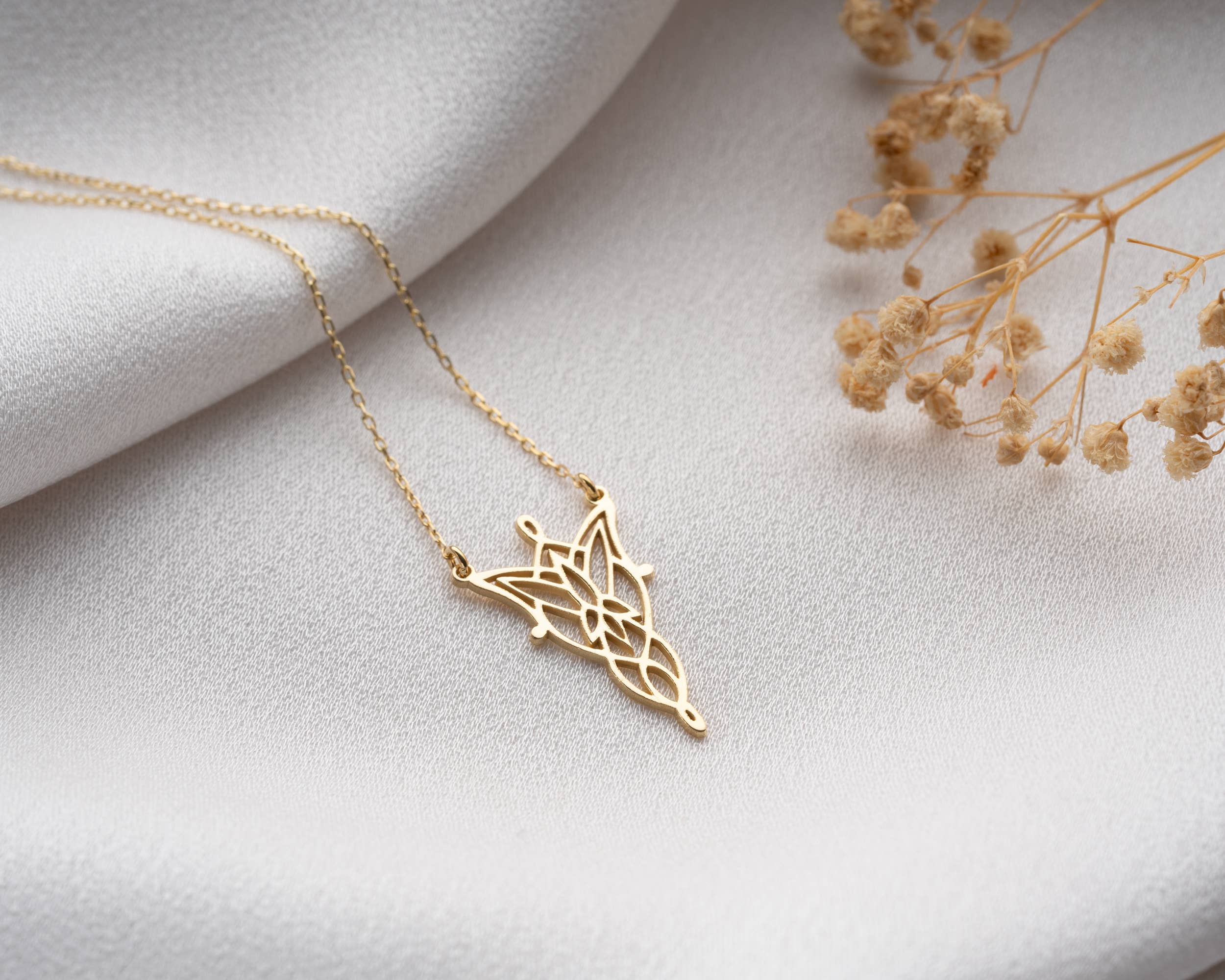 Tina Custom Jewelry - Wholesale Pendant/Charm Necklace - Elven Necklace Gold Fantasy Arwen Pendant Jewelry7