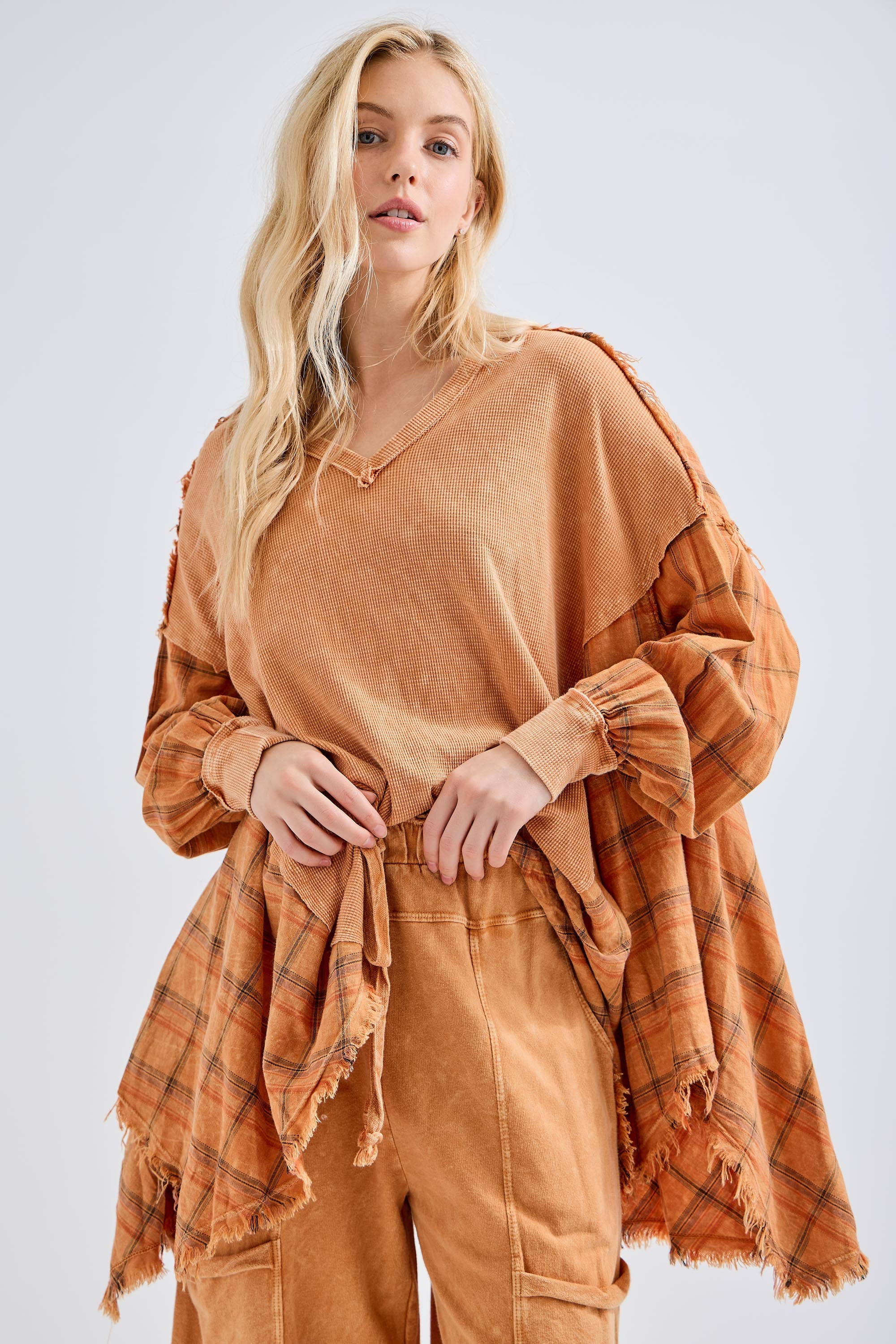 J.Her - Vente Tunique – femme - Top surdimensionné Boho avec flanelle à carreaux, taille HT414416