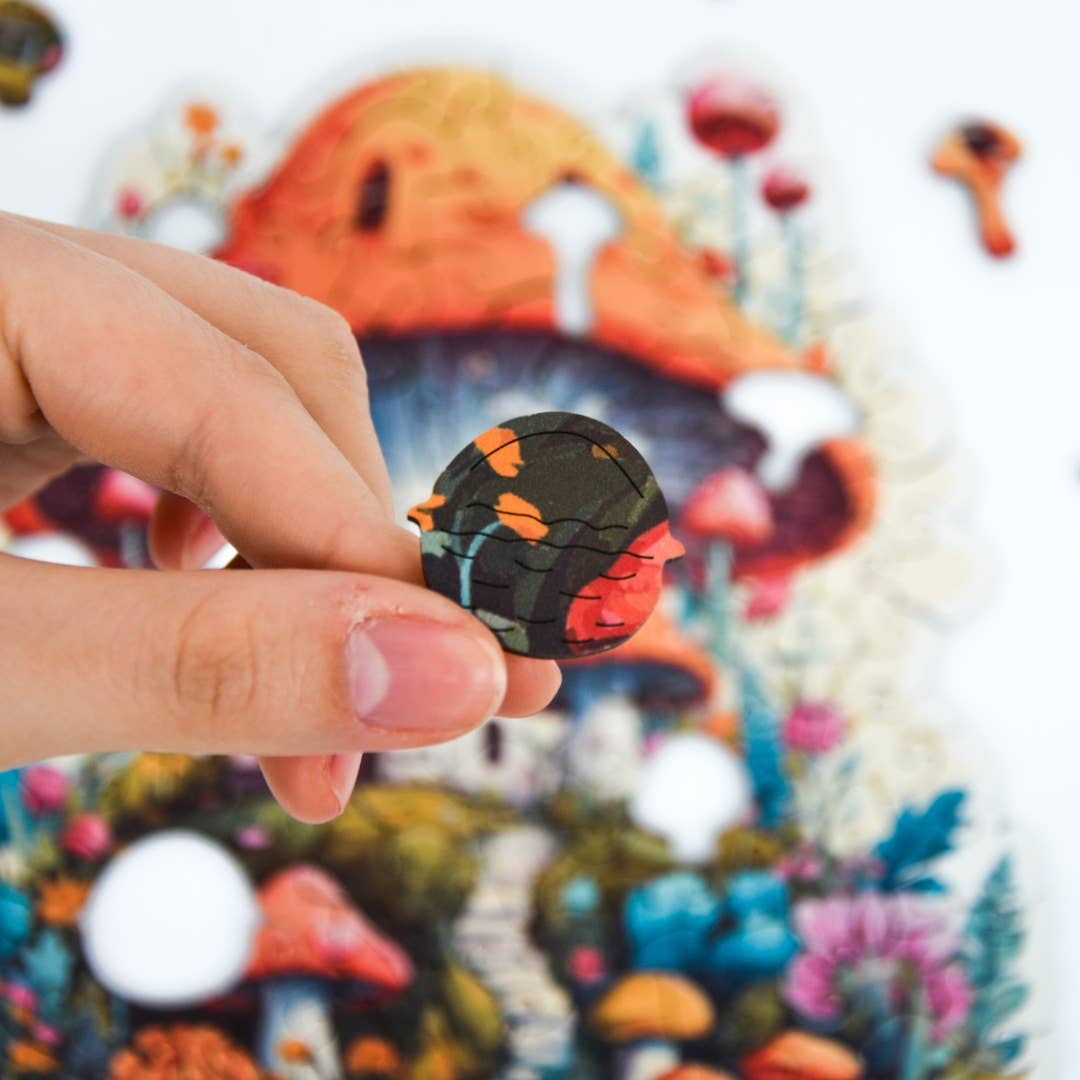 Lubiwood – Engroshandel Puslespil - Voksen – Mushroom House puslespil i træ A4 i premium æske4